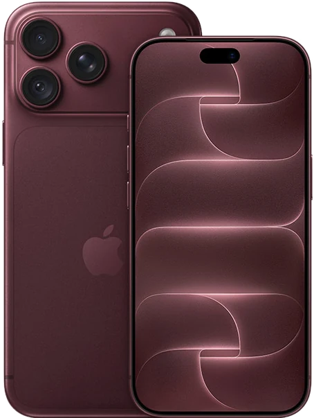 iPhone 18 Pro em bordô, frente e verso, disponível na Your Place